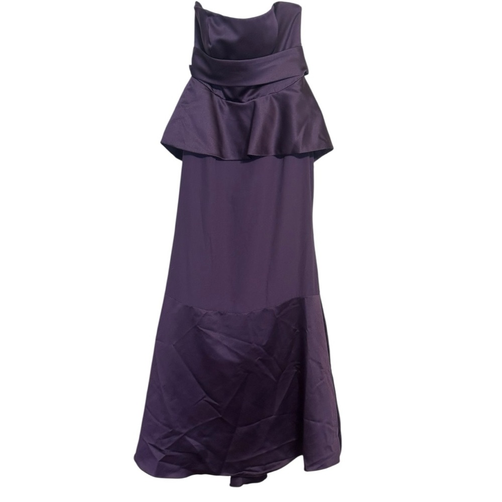 Vera Wang Strapless Mermaid Gown Purple Peplum Formal Dress 8